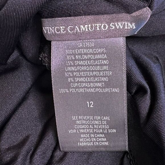 Vince Camuto Black Cruise Draped V-Neck Plunge Swimsuit - Picture 9 of 10